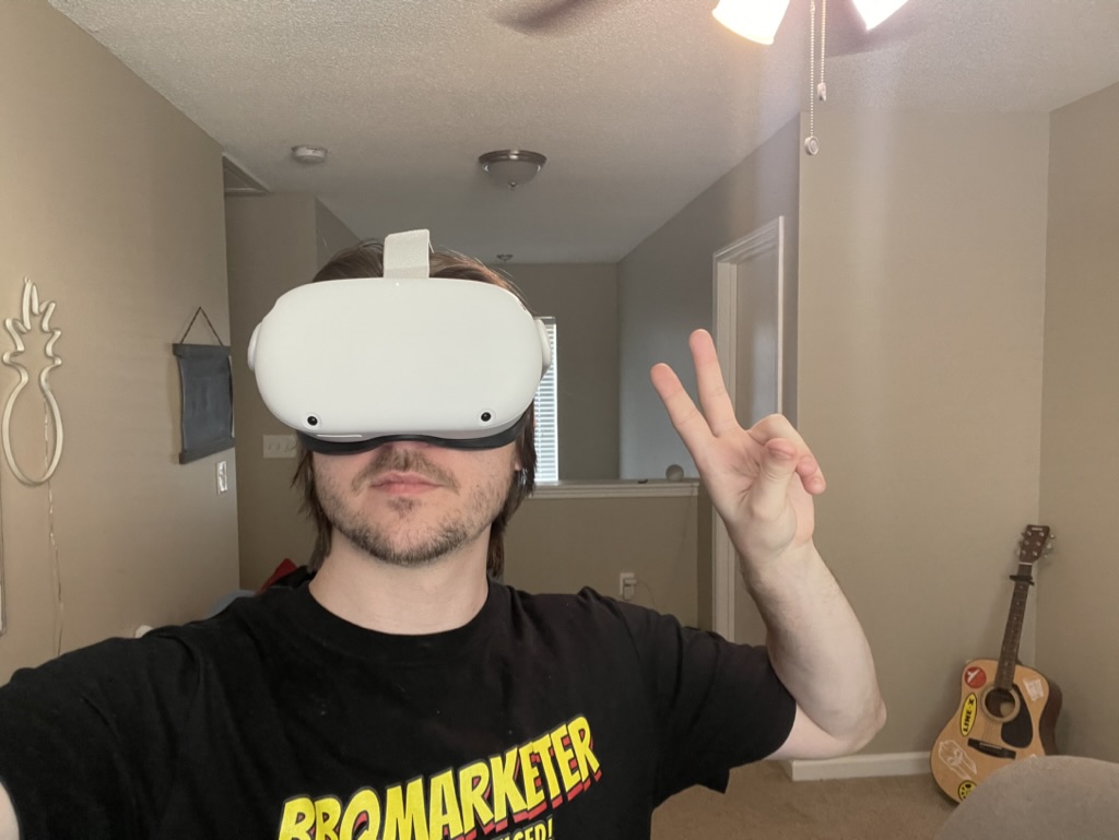 Jacob from Snazzy Solutions wearing Meta Quest 2 headset as an early VR adopter