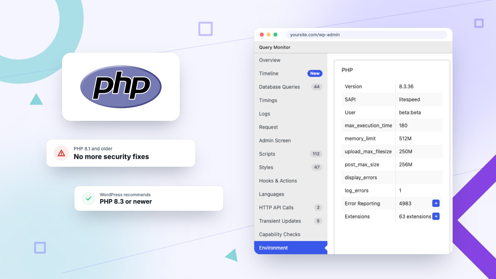 How to Update PHP in WordPress How to update PHP in WordPress: Query Monitor showing the PHP version
